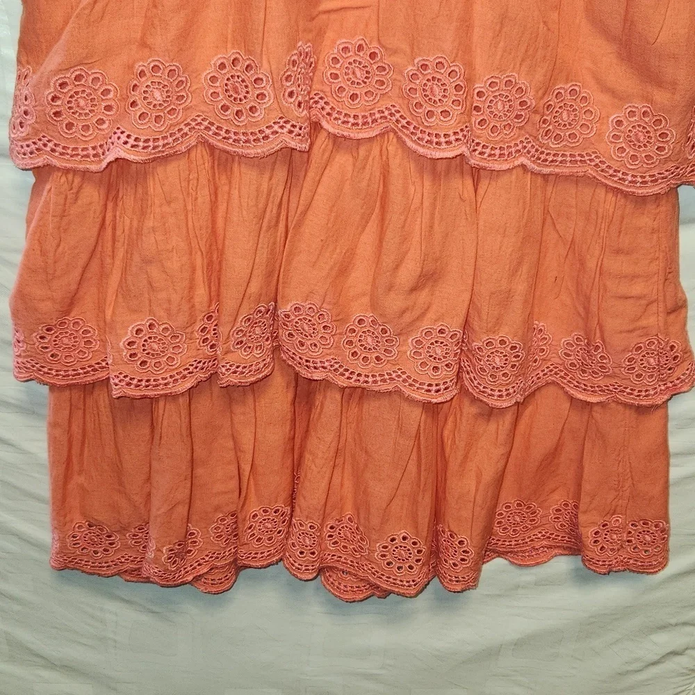 Old Navy Pink Ruffled Eyelet Tiered Sundress Big Girls size XL (14/16)